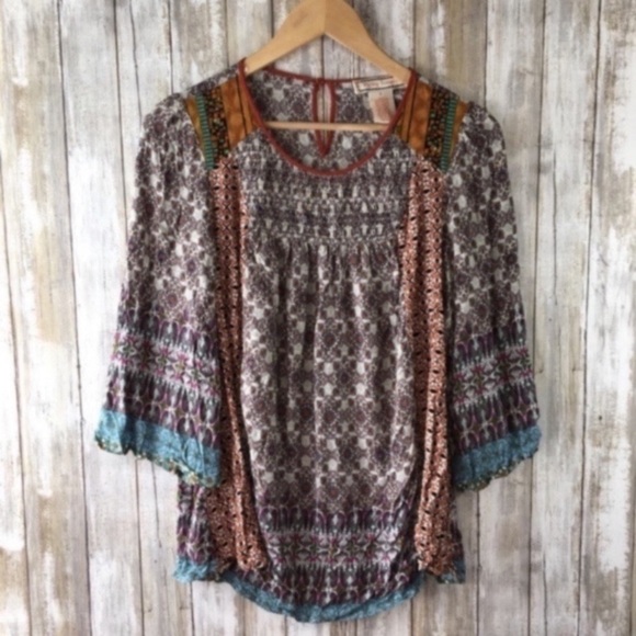 Flying Tomato Tops - Flying Tomato Mixed Print Blouse